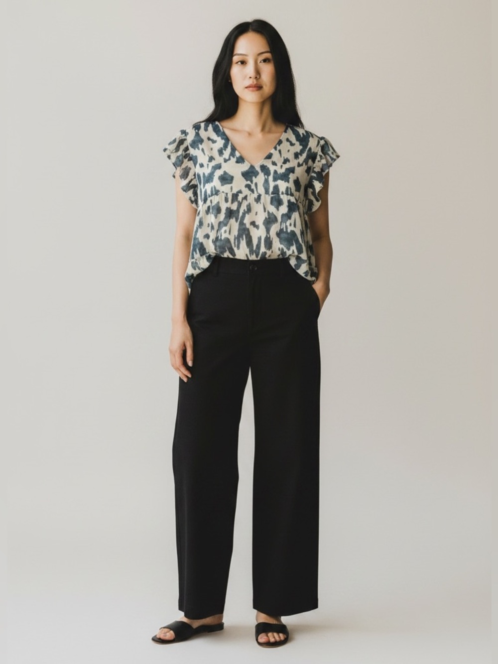 Entro Animal Print Tiered Blouse